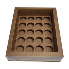 Caixa Moldura para 20 Doces com Berço 22x17,5x4,5 KRAFT Tampa PVC Com 10