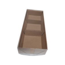 Caixa para 03 Brownie com Pétala 20,6x8,3x3,5 KRAFT Tampa PVC Com 10