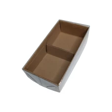 Caixa para 02 Brownie com Pétala 14,5x7x3,5 KRAFT Tampa PVC Com 10 - DOIS BROWNIE