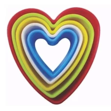 Jogo de Cortadores Coração em Plástico Kehome Com 05 - MARCADORES E CORTADORES