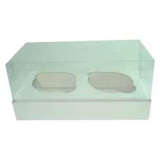 Caixa para 02 Mini Cup Cake 12x6x6 BRANCO Corpo PVC Com 10