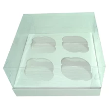 Caixa para 04 Mini Cup Cake 13,5x13,5x6 BRANCO Corpo PVC Com 10