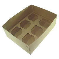 Caixa para Transporte de 06 Cup Cake Padrão 24x18,5x9 KRAFT Com 10