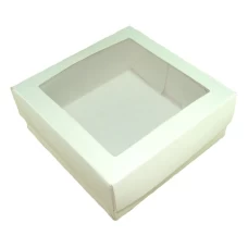 Caixa para Lembrancinha BRANCO Visor PVC 11,5x11,5x4,5 Com 10 - QUADRADA