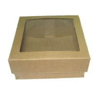 Caixa para Lembrancinha KRAFT Visor PVC 11,5x11,5x4,5 Com 10