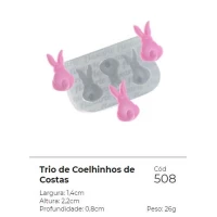 Forma Molde de Silicone Trio de Coelhinhos de Costas Ref.508 Flexarte