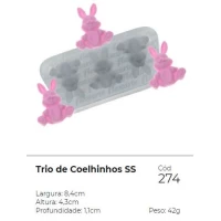 Forma Molde de Silicone Trio de Coelhinhos Ref.274 Flexarte