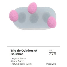 Forma Molde de Silicone Trio de Ovinhos Ref.276 Flexarte - FORMAS E MOLDES DE SILICONE