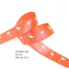 Fita de Cetim Flamingo no Salmão 2,2cmx10mt ECF005S 206 - FITAS E FITILHOS
