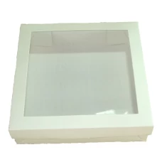 Caixa para Lembrancinhas BRANCO Visor PVC 15,5x15,5x4 Com 10 - QUADRADA